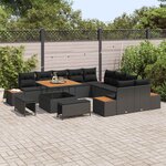 vidaXL Ensemble de canapé de jardin avec coussin 13 Pièces Noir