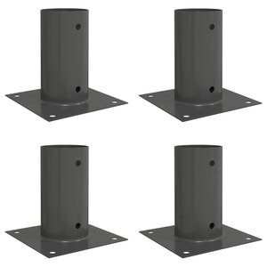 vidaXL Ancre ronde au sol 4 Pièces Anthracite 15 x 15 x 15 cm métal