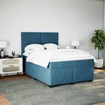 vidaXL Sommier à lattes de lit et matelas bleu 140x200 cm velours