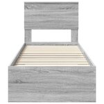 vidaXL Cadre de lit avec tête de lit Sonoma Gris et Argent 75 x 190 cm