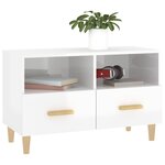 vidaXL Meuble TV Blanc brillant 80x36x50 cm Bois d'ingénierie