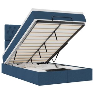 vidaXL Cadre de lit ottoman avec matelas bleu 120x200 cm tissu