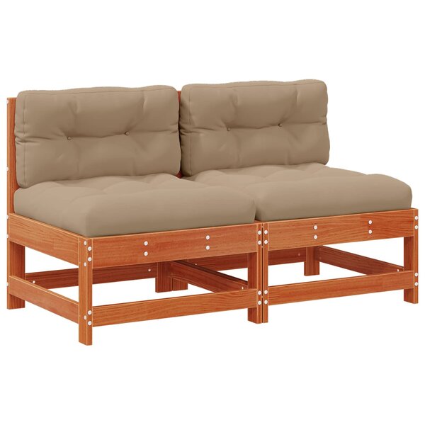 vidaXL Sofa de jardin milieu Bois de pin massif Brun cire