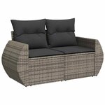 vidaXL Salon de jardin avec coussins 7 Pièces gris résine tressée