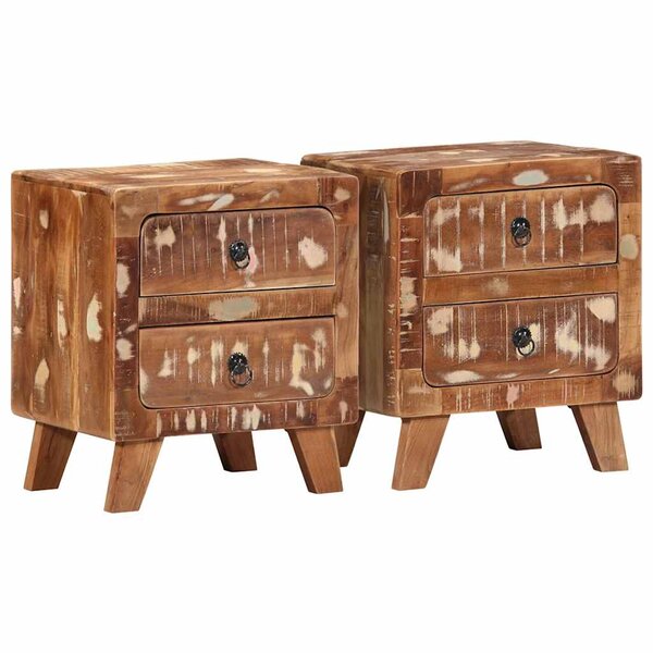vidaXL Table de chevet 2 Pièces 40x32x46 cm bois massif de récupération