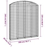 vidaXL Panier de gabions arqué 200x30x220/240 cm Fer galvanisé