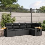 vidaXL Salon de jardin 5 Pièces avec coussins noir résine tressée
