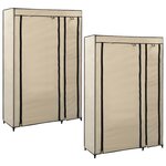 vidaXL Garde-robes pliables 2 Pièces Crème 110x45x175 cm Tissu