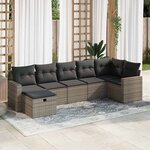 vidaXL Salon de jardin avec coussins 7 Pièces gris résine tressée