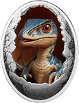Pièce de monnaie en Argent g 16.81 Millésime 2025 Dinosauria VELOCIRAPTOR