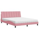 vidaXL Lit avec matelas Hanko rose 160x200 cm velours