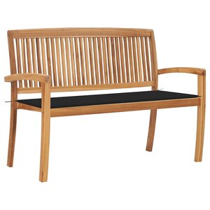 vidaXL Banc de jardin empilable et coussin 128 5cm Bois de teck massif