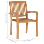 vidaXL Chaises empilables à manger de jardin lot de 2 Bois teck solide