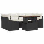 vidaXL Ensemble de canapé de jardin 7 Pièces Noir Poly rotin