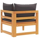 vidaXL Canapé d'angle avec coussins gris foncé Bois d'acacia solide