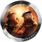 Monnaie FIREFIGHTER CATS AI-NIMALS Chats Pompiers 1 Oz Argent 1000 Francs Cameroon 2025 (PRÉCOMMANDE)