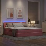 vidaXL Lit de rangement LED avec matelas Rose 180 x 200 cm Velours