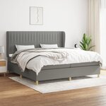 vidaXL Sommier à lattes de lit avec matelas Gris foncé 200x200cm Tissu