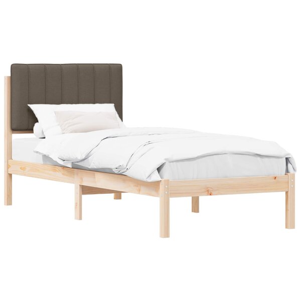 vidaXL Cadre de lit avec tête de lit rembourrée Taupe 75 x 190 cm