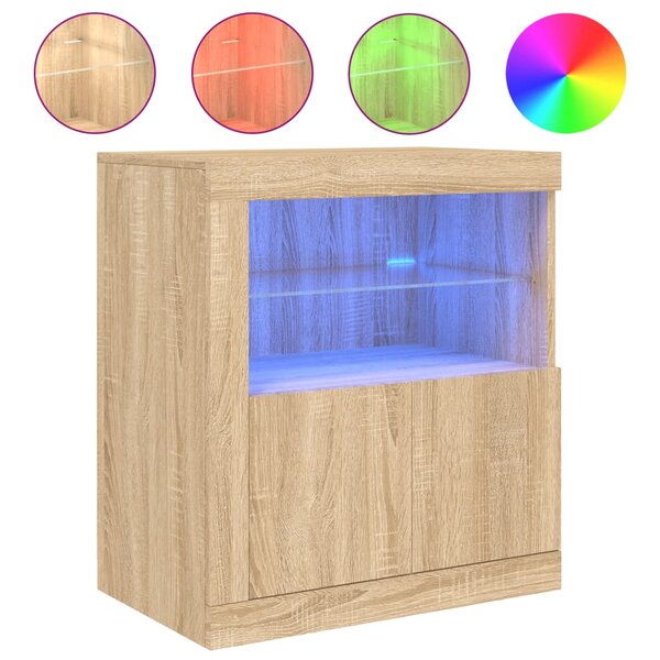 vidaXL Buffet avec lumières LED chêne sonoma 60 5x37x67 cm