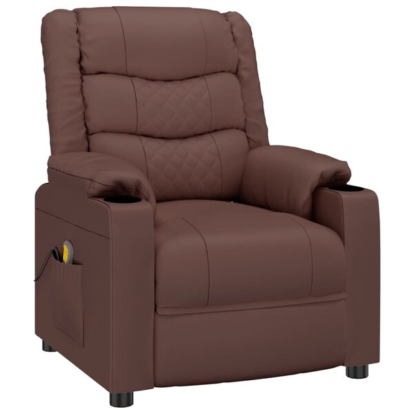 vidaXL Fauteuil de massage Marron Similicuir