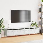 vidaXL Meuble TV blanc 202x39x43 5 cm acier laminé à froid