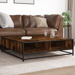 vidaXL Table basse chêne fumé 100x100x30 cm bois d'ingénierie et métal