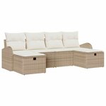 vidaXL Ensemble de canapé de jardin 6 Pièces Beige Poly rotin