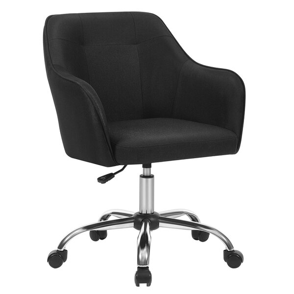 Fauteuil de bureau chaise pivotante confortable siège ergonomique réglable en hauteur charge 120 kg cadre enacier tissu imitation lin pour bureau noir 12_0005880