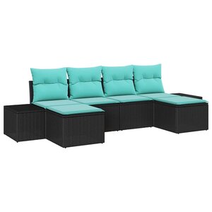 vidaXL Ensemble de canapé de jardin avec coussin Noir Poly rotin