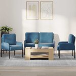 vidaXL Ensembles de canapés 3 Pièces Bleu 115 x 56 x 80 cm Contreplaqué