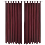 2 Pièces Rideau à Passant Micro Satin Bordeaux 140 x 245 cm