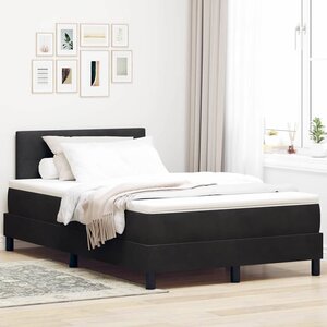 vidaXL Lit à ressorts avec matelas Noir 120 x 200 cm Velours