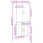 vidaXL Buffet haut Gris béton 69 5x34x180 cm Bois d'ingénierie