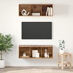 vidaXL Meubles TV muraux 2 Pièces Bois ancien 37 x 37 x 107 cm