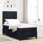 vidaXL Lit à ressorts avec matelas Noir 90 x 190 cm tissu