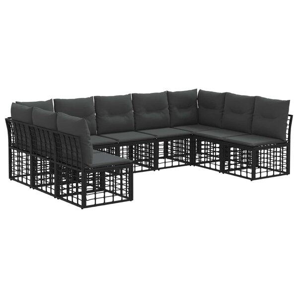 vidaXL Ensemble de canapés d'extérieur Noir Polyester