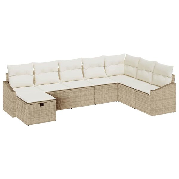 vidaXL Ensemble de canapé de jardin 8 Pièces Beige 55 x 62 x 69 cm