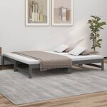 vidaXL Lit coulissant Gris 2x(90x190) cm Bois de pin massif