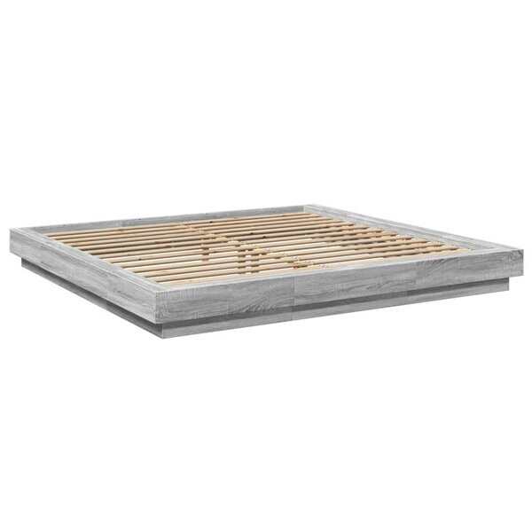 vidaXL Cadre de lit avec lumières LED sonoma gris 180x200 cm