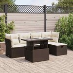 vidaXL Salon de jardin avec coussins 6 Pièces marron résine tressée