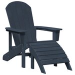 vidaXL Chaises Adirondack avec Repose-pied 2 Pièces Bleu Marine HDPE