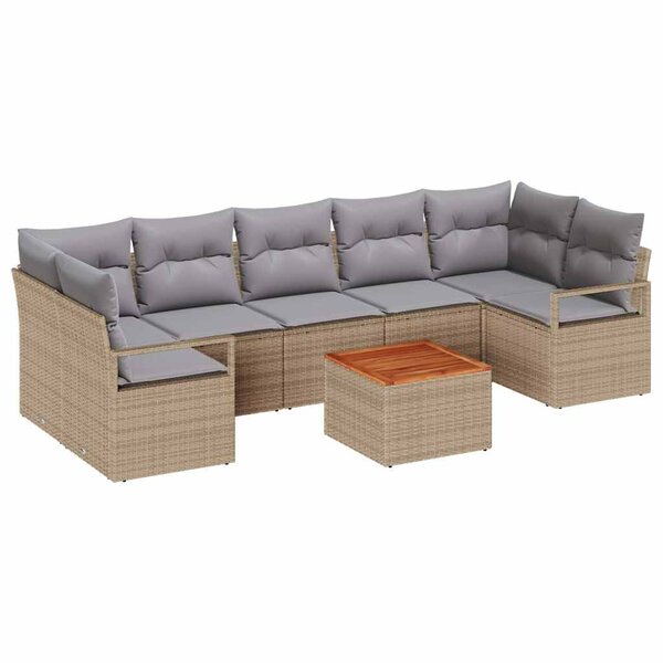 vidaXL Ensemble de canapé de jardin 8 Pièces Beige  gris clair