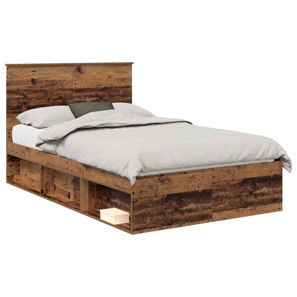 vidaXL Cadre de lit Bois ancien 120 x 190 cm Bois de pin massif