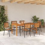 vidaXL Ensemble de salle à manger pour jardin 7 Pièces Noir