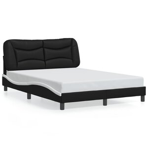 vidaXL Cadre de lit sans matelas Hvar noir et blanc 120x200 cm similicuir