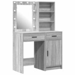 vidaXL Ensemble de table de maquillage avec LED 2 Pièces Gris Sonoma
