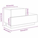 vidaXL Table de chevet avec lumières LED Chêne noir 70x36x40 5 cm