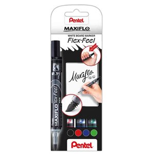 Marqueur pour tableau blanc Maxiflo Flex-Feel  kit de 4 PENTEL