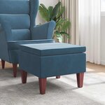 vidaXL Tabouret avec pieds en bois Bleu Velours